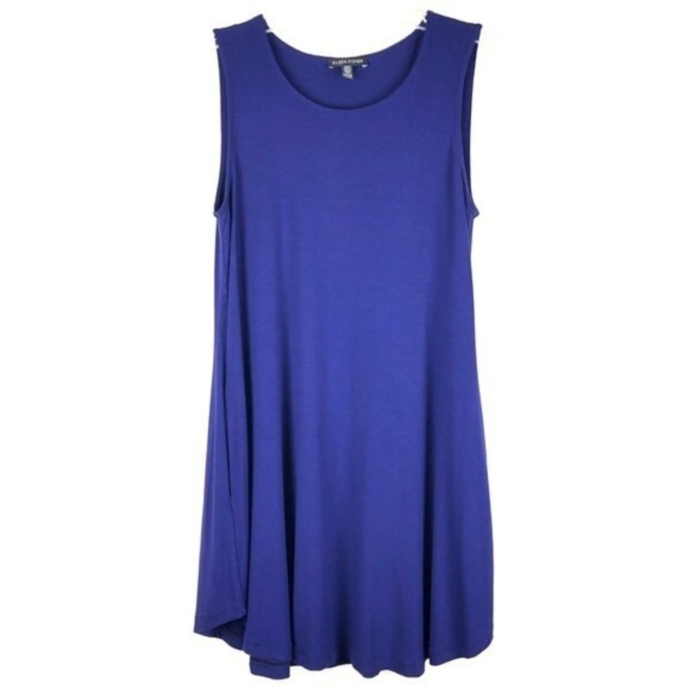 Eileen Fisher Solid Purple Sleeveless Tunic Strech Knit Size XS